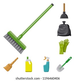 Vector illustration of cleaning and service icon. Collection of cleaning and household stock vector illustration.