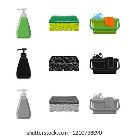 Vector illustration of cleaning and service icon. Set of cleaning and household stock symbol for web.