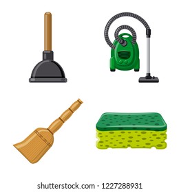 Vector illustration of cleaning and service icon. Set of cleaning and household stock vector illustration.