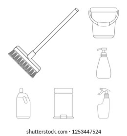 Vector illustration of cleaning and service icon. Set of cleaning and household stock vector illustration.