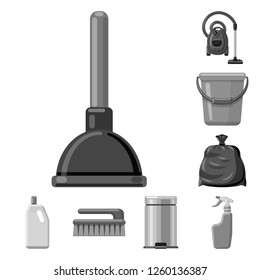 Vector illustration of cleaning and service icon. Set of cleaning and household stock symbol for web.