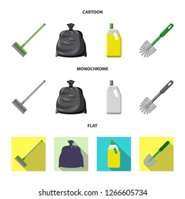 Vector illustration of cleaning and service icon. Set of cleaning and household vector icon for stock.