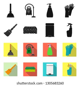 Vector illustration of cleaning and service icon. Set of cleaning and household stock symbol for web.