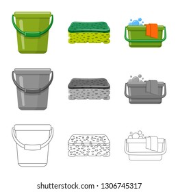 Vector illustration of cleaning and service icon. Set of cleaning and household vector icon for stock.