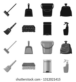 Vector illustration of cleaning and service icon. Set of cleaning and household vector icon for stock.