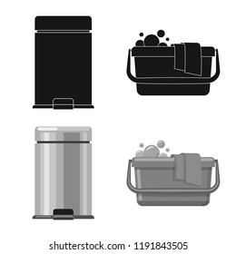 Vector illustration of cleaning and service logo. Set of cleaning and household vector icon for stock.