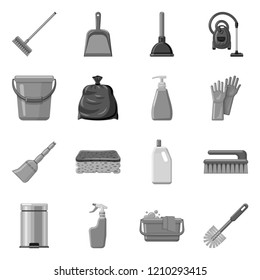 Vector illustration of cleaning and service logo. Collection of cleaning and household vector icon for stock.