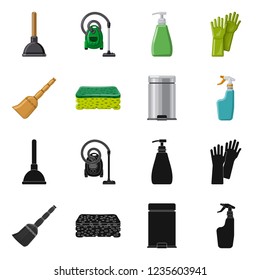 Vector illustration of cleaning and service logo. Collection of cleaning and household stock vector illustration.