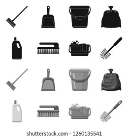 Vector illustration of cleaning and service logo. Collection of cleaning and household stock vector illustration.