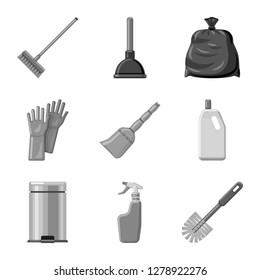 Vector illustration of cleaning and service logo. Collection of cleaning and household stock vector illustration.