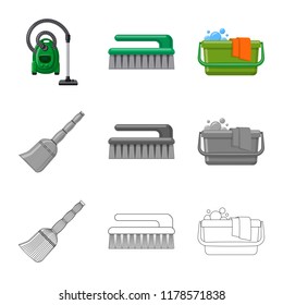 Vector illustration of cleaning and service sign. Set of cleaning and household vector icon for stock.