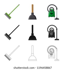Vector illustration of cleaning and service sign. Set of cleaning and household vector icon for stock.