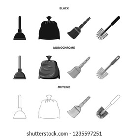 Vector illustration of cleaning and service sign. Set of cleaning and household stock vector illustration.