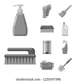 Vector illustration of cleaning and service sign. Set of cleaning and household stock vector illustration.