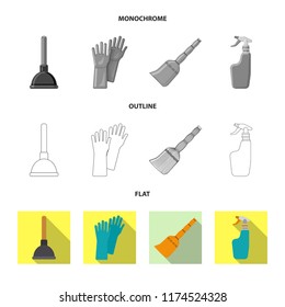 Vector illustration of cleaning and service symbol. Collection of cleaning and household vector icon for stock.