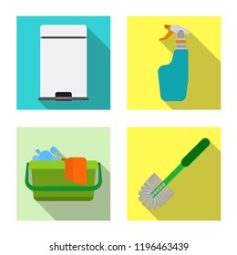 Vector illustration of cleaning and service symbol. Set of cleaning and household vector icon for stock.