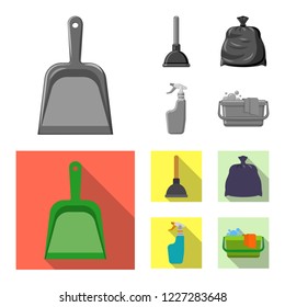 Vector illustration of cleaning and service symbol. Set of cleaning and household stock vector illustration.