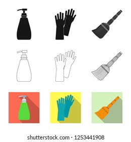 Vector illustration of cleaning and service symbol. Collection of cleaning and household stock symbol for web.