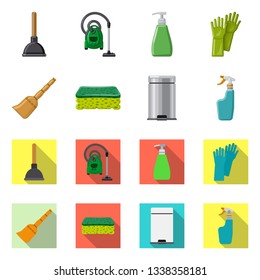 Vector illustration of cleaning and service symbol. Collection of cleaning and household stock symbol for web.