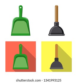 Vector illustration of cleaning and service symbol. Set of cleaning and household stock vector illustration.