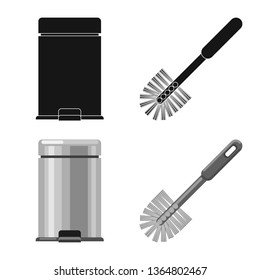 Vector illustration of cleaning and service symbol. Set of cleaning and household vector icon for stock.