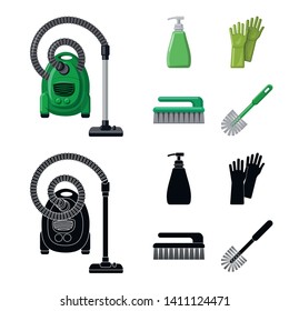 Vector illustration of cleaning and service symbol. Set of cleaning and household stock vector illustration.