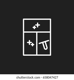 Vector Illustration Of Cleaning Symbol On Washing Glass Outline. Premium Quality Isolated Cleaning Window Element In Trendy Flat Style.