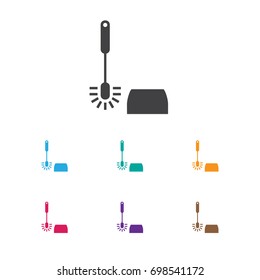 Vector Illustration Of Cleaning Symbol On Toilet Brush Icon. Premium Quality Isolated Wc Cleaning Element In Trendy Flat Style.