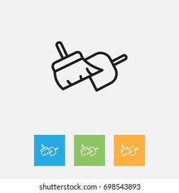 Vector Illustration Of Cleaning Symbol On Brooming Outline. Premium Quality Isolated Sweeping Tools Element In Trendy Flat Style.