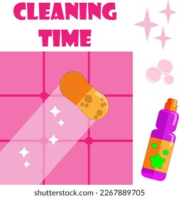 vector illustration cleaning washing tiles in the bathroom
