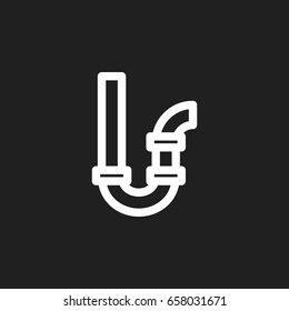 Vector Illustration Of Cleanup Symbol On Drainpipe Outline. Premium Quality Isolated Siphon Element In Trendy Flat Style.