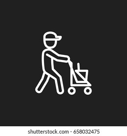 Vector Illustration Of Cleanup Symbol On Janitor Outline. Premium Quality Isolated Worker Element In Trendy Flat Style.
