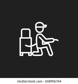 Vector Illustration Of Cleanup Symbol On Professional Sweeping Outline. Premium Quality Isolated Vacuuming Element In Trendy Flat Style.