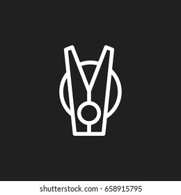 Vector Illustration Of Cleanup Symbol On Peg Outline. Premium Quality Isolated Laundry Pin Element In Trendy Flat Style.