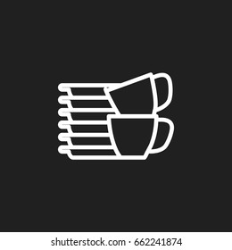 Vector Illustration Of Cleanup Symbol On Piled Tea Set Outline. Premium Quality Isolated Pile Element In Trendy Flat Style.