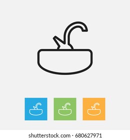Vector Illustration Of Cleanup Symbol On Tap Outline. Premium Quality Isolated Sink Element In Trendy Flat Style.