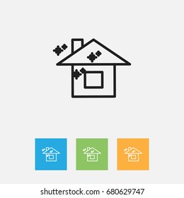 Vector Illustration Of Cleanup Symbol On Pure Home Outline. Premium Quality Isolated Clean House Element In Trendy Flat Style.