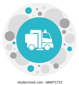 Vector Illustration Of Cleanup Symbol On Sweeping Machine Icon. Premium Quality Isolated Industrial Element In Trendy Flat Style.