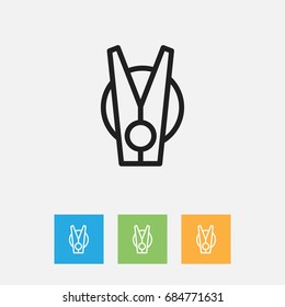 Vector Illustration Of Cleanup Symbol On Peg Outline. Premium Quality Isolated Laundry Pin Element In Trendy Flat Style.