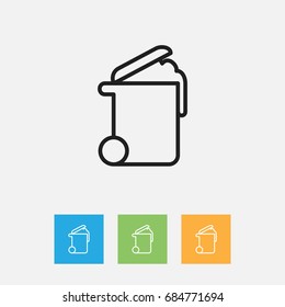 Vector Illustration Of Cleanup Symbol On Rubbish Container Outline. Premium Quality Isolated Waste Element In Trendy Flat Style.
