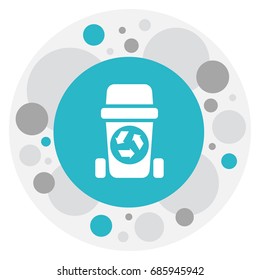 Vector Illustration Of Cleanup Symbol On Recycling Bin Icon. Premium Quality Isolated Rubbish Container Element In Trendy Flat Style.