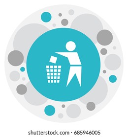 Vector Illustration Of Cleanup Symbol On Trash Bin Icon. Premium Quality Isolated Garbage Element In Trendy Flat Style.