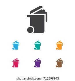 Vector Illustration Of Cleanup Symbol On Bin Icon. Premium Quality Isolated  Container Element In Trendy Flat Style.