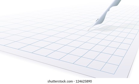 Vector illustration of clear blank of paper in the square and fountain pen on it.