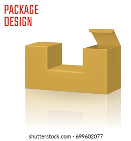 Vector Illustration of Clear Craft Box for Design, Website, Background, Banner. Retail Folding package Template. Fold pack Blank of cigarettes for your brand on it