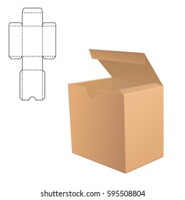 Vector Illustration of Clear Gift Carton Box for Design, Website, Background, Banner. Package Template isolated on white. Retail pack with for your brand on it