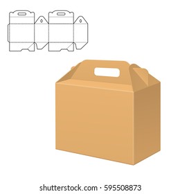 Vector Illustration of Clear Gift Carton Box for Design, Website, Background, Banner. Package Template isolated on white. Retail pack with for your brand on it