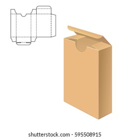 Vector Illustration of Clear Gift Carton Box for Design, Website, Background, Banner. Package Template isolated on white. Retail pack with for your brand on it