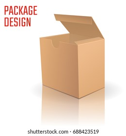 Vector Illustration of Clear Gift Carton Box for Design, Website, Background, Banner. Package Template isolated on white. Retail pack with for your brand on it