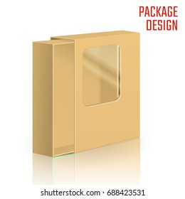 Vector Illustration of Clear Gift Carton Box for Design, Website, Background, Banner. Package Template isolated on white. Retail pack with for your brand on it